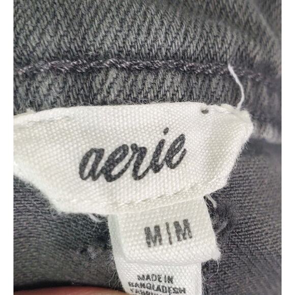Aerie Charcoal Black Bib Overalls Women's Sz Medium Wide Straight Leg Adj Straps - Picture 7 of 8